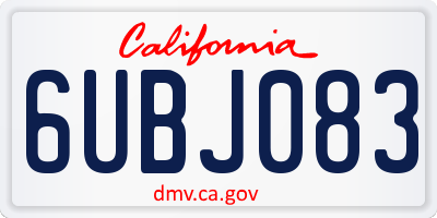CA license plate 6UBJ083