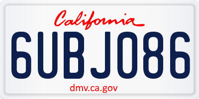 CA license plate 6UBJ086