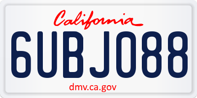 CA license plate 6UBJ088