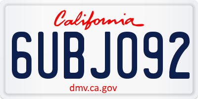 CA license plate 6UBJ092