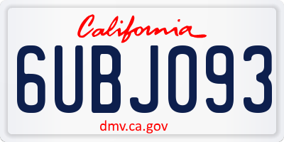CA license plate 6UBJ093