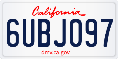 CA license plate 6UBJ097
