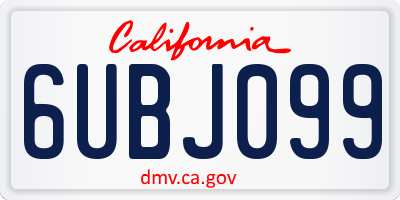 CA license plate 6UBJ099