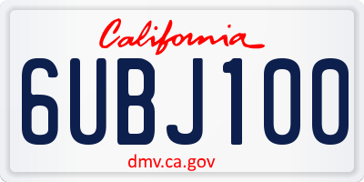 CA license plate 6UBJ100