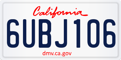 CA license plate 6UBJ106
