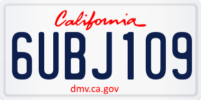 CA license plate 6UBJ109