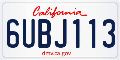 CA license plate 6UBJ113