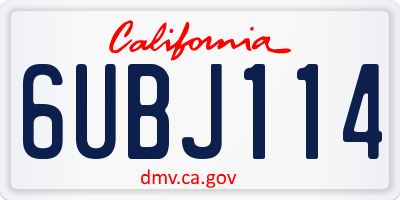 CA license plate 6UBJ114