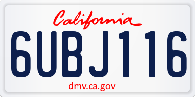 CA license plate 6UBJ116
