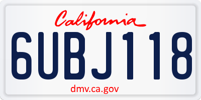 CA license plate 6UBJ118