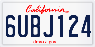 CA license plate 6UBJ124