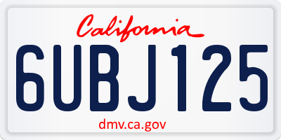 CA license plate 6UBJ125