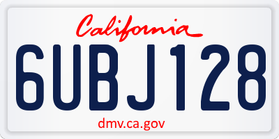CA license plate 6UBJ128