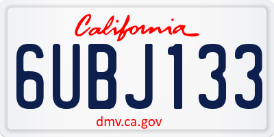 CA license plate 6UBJ133