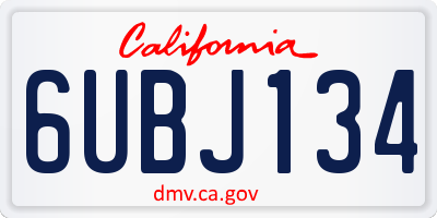 CA license plate 6UBJ134