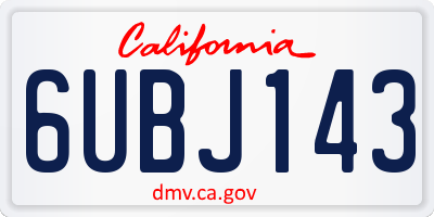 CA license plate 6UBJ143