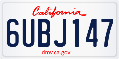 CA license plate 6UBJ147