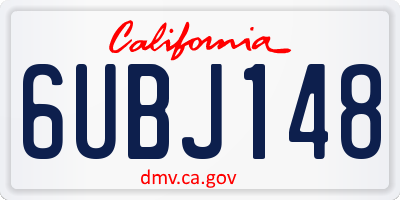 CA license plate 6UBJ148