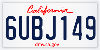 CA license plate 6UBJ149