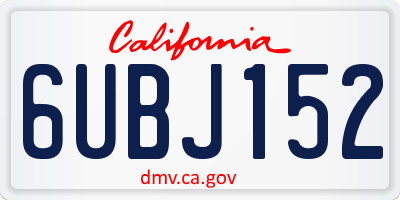 CA license plate 6UBJ152