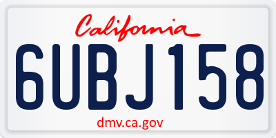 CA license plate 6UBJ158