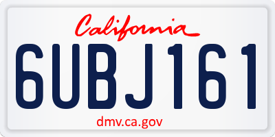 CA license plate 6UBJ161