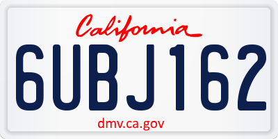 CA license plate 6UBJ162