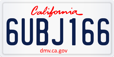 CA license plate 6UBJ166
