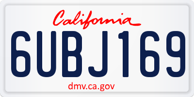 CA license plate 6UBJ169