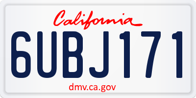 CA license plate 6UBJ171