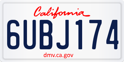 CA license plate 6UBJ174