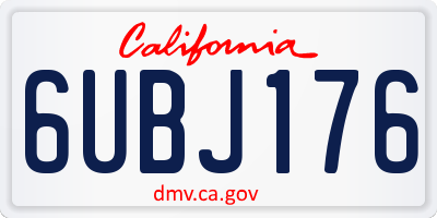 CA license plate 6UBJ176