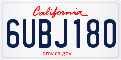 CA license plate 6UBJ180