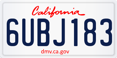 CA license plate 6UBJ183