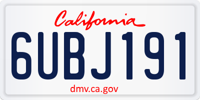 CA license plate 6UBJ191