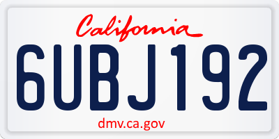 CA license plate 6UBJ192