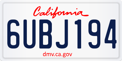 CA license plate 6UBJ194