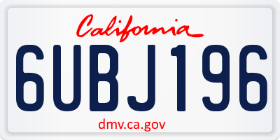 CA license plate 6UBJ196
