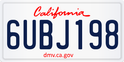 CA license plate 6UBJ198