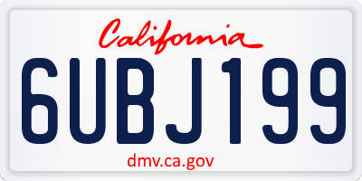 CA license plate 6UBJ199