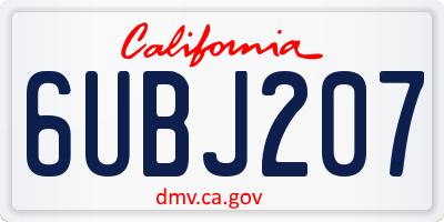 CA license plate 6UBJ207