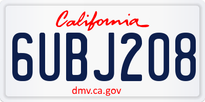 CA license plate 6UBJ208