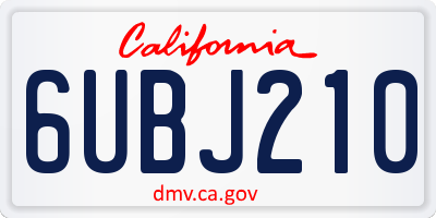 CA license plate 6UBJ210