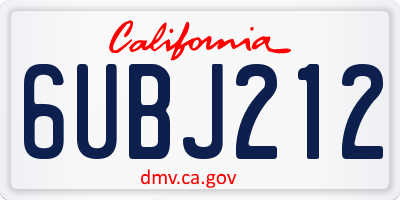 CA license plate 6UBJ212