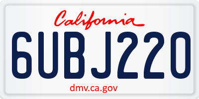 CA license plate 6UBJ220