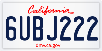 CA license plate 6UBJ222