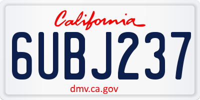 CA license plate 6UBJ237