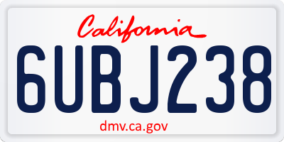 CA license plate 6UBJ238