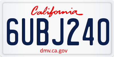 CA license plate 6UBJ240