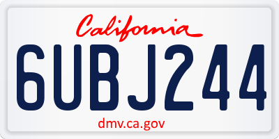 CA license plate 6UBJ244